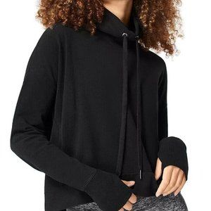 Sweaty Betty Size XXS Harmonise Luxe Fleece Sweatshirt Sweater Funnel Neck Black